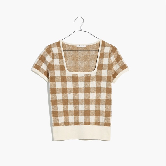 Madewell Square-Neck Sweater Tee in Gingham - Picture 6 of 7